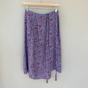 & Other Stories blue floral print wrap midi skirt
